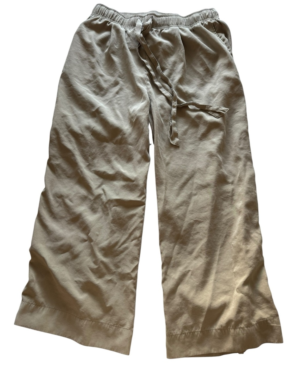H&M Neutral Tan Elastic Waist Wide-Leg Pants